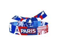 BDM - Pulsera de Tela de París | Recuerdo de Viaje a Francia | Diseño Torre Eiffel, Arco del Triunfo y Tricolore - Modelo 1