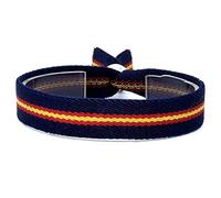 BDM Spain Flag Bracelet for Men and Women Made of Navy Blue Military Green or Red Fabric Elastic and Adjustable 10 and 15 mm Choose Size, 20 cm