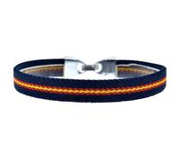 BDM Spanish Flag Bracelet for Men Made of Fabric with Navy Blue Background. An Original Gift for Friends and Family, 15 centimeters, Metal