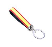 BDM Spanish flag keychain, key holder made of leatherette Spanish flag, Spanish ribbon keychain, original fashion., multicoloured
