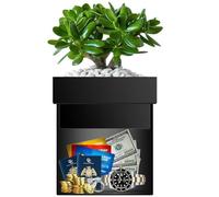 Bdmetals Diversion Flower Pot Safe With Small Fireproof Money Bag and Lock, Waterproof Secret Hidden Safe Lock Box, Outdoor,Indoor,Garden,Yard for Hiding Cash, Jewelry, Keys,Rings, Watches(Black)