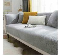 BDMFJY Thick Lambswool Fuzzy Sofa Cover 1 2 3 Seater, 2024 New Universal Non-Slip Corner Sofa Cover L Shape Super Soft Faux Fur Sofa Slipcovers for Living Room,Gray,70x70cm