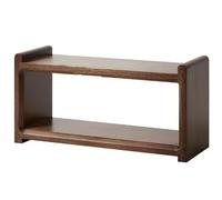 BDMRY 2-Tier Solid Wood Coffee Mug Display Rack Walnut Color Wooden Cup Holder Countertop Kitchen Storage Shelf Spice Jar Organizer for Home Office Coffee Station Bar Walnut