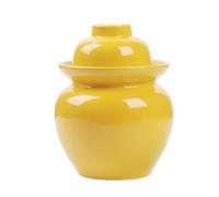 BDMRY Chinese Ceramic Fermenting Jar With Fermentation Lids, Fermenting Crock With Water Seal Airlock Lid, Ceramic Sealed Pickles Jar Fermentation Starter Kit Jars yellow-3.5L