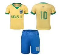 BDONDON Kids Soccer Jerseys for Boys & Girls Size 2-14 Years - Breathable Youth Soccer Football Training Outfits Gifts, Yellow-brazil, 7-8 Years