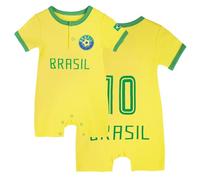 BDONDON Newborn Baby Soccer Futbol Themed Outfit Rompers Short Sleeve Infant Soccer Clothes Toddler Football Shirts, Brazil-s, 3- 6 Months