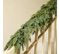 Bdor 2Pcs 6ft Artificial Cedar Garland for Christmas Decoration - Realistic Faux Greenery Garland with Dense Pine Branches for Fireplace Mantel, Staircase, Doorway, Indoor Outdoor Holiday Decor