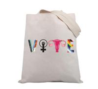 BDPWSS Banned Books Gift Reproductive Rights Tote Bag Feminist Gift Vote Books Fist Uterus LGBTQ Flag Canvas Shoulder Bag, Vote Book Tg, M