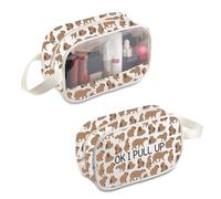 BDPWSS Capybara Makeup Bag Capybara Lover Gift OK I Pull Up Travel Pouch For Wildlife Lover Gift Rodent Animal Lover Gift, Pull Up MB, Waterproof