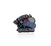 BDPWSS Crochet Enamel Pin Sewing Quilting Lover Gifts Knitting Lover Gift Yarn Crocheters Gift Crazy Crochet Lady Gifts, M, Stainless Steel, no gemstone