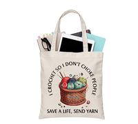 BDPWSS Crochet Gift - Knitting Gift I Crochet So I Don't Choke People Save A Life Send Yarn Tote Bag, Crochet So Yarn Tg, 15.7 x 13.8 inches