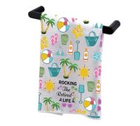 BDPWSS Funny Retirement Kitchen Towel Rocking The Retired Life Tea Towel Beach Lover Gift Retired Gift for Coworker Friends (Retired Life TW)