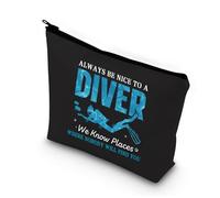 BDPWSS Funny Scuba Diving Gift Diving Makeup Bag Always Be Nice To A Diver We Know Places Where Nobody Will Find You Scuba Diver Gifts, Nice To A Diver BL, Waterproof