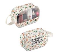 BDPWSS Giraffe Makeup Bag Giraffes Lover Gift I'm A Giraffe Trapped In Human Body Zipper Pouch African Animal Lover Gift, Giraffe Trapped MB, Waterproof