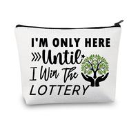 BDPWSS I'm Only Here Until I Win The Lottery Makeup Bag Funny Lottery Lover Gift for Gambling Bingo Lovers, Win the lottery, Waterproof