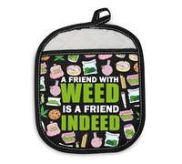 BDPWSS Marijuana Weeds Gift Cannabis Weed Lover Pot Holder Pot Smoker Gift A Friend with Weed is A Friend Indeed Oven Mitts (Friend Weed PH)