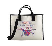 BDPWSS Pilates Tote Bag Pilates Lover Gift Pilates Is My Happy Hour Yoga Instructor Yoga Lover Gift Meditation Lover Handbag (Pilates hour TE)