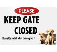 BDRKLDC 8X12 inch Beware Of Dog Signs For Fence, Please Closed Door No Matter What The Dog Say Metal Tin Sign For Yard, Funny Rustic Home Decor, No Soliciting Pet Warning Signs.