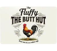 BDRKLDC 8x12inch Funny Chicken Coop Metal Tin Sign Fluffy Butt Hut Last One In Is A Rotten Egg Chicken Tin Sign Chicken Coop Poster Home Kitchen Garden Bar Restaurant Coffee Are Wall Decor.