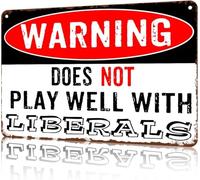 BDRKLDC Warning Does Not Play Well With Others Aluminum Tin Sign - Retro Home、Kitchen、Yard Decor, Outdoor Humorous Accent, 12x8 Inch.