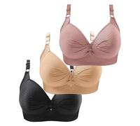BDROX 3 Pack Bras for Women No Underwire Push Up Bralette Everyday Wear Plus Size Comfort Wire Free Full Support Bra (3PCS ZZ,XL)