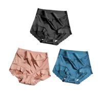 BDROX 6PCS Women Ice Silk High Waist Panties,Satin Seamless Briefs Hygroscopic Odourless Silk Gynecological Panties (3PCS-H,XL)