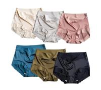 BDROX 6PCS Women Ice Silk High Waist Panties,Satin Seamless Briefs Hygroscopic Odourless Silk Gynecological Panties (6PCS,XL)