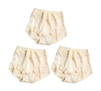 BDROX 6PCS Women Ice Silk High Waist Panties,Satin Seamless Briefs Hygroscopic Odourless Silk Gynecological Panties (3PCS-A,XL)