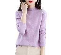 BDROX Cashmere Sweaters for Women,100% Cashmere Long Sleeve Crewneck Fall Winter Sweaters,Cashmere Sweaters Women (Light Purple,S)