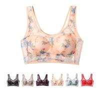 BDROX Ice Silk Lace Cooling Comfort Bra,Lace Buttonless Comfortable Bra,Seniors Bras for Women,Lace Bandeau Bra (Skin,XL)