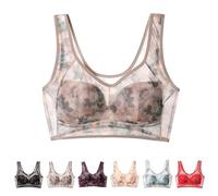BDROX Ice Silk Lace Cooling Comfort Bra,Lace Buttonless Comfortable Bra,Seniors Bras for Women,Lace Bandeau Bra (Coffee,2XL)