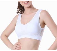 BDROX Women's Seamless Air Permeable Cooling Comfort Bra,Breathable Cool Lift Up Air Bra,Removable Sport Yoga Wireless Bra (White,L)