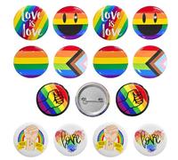 BDS-HOME 14pcs Rainbow Pride Pins LGBTQ Round Brooch Badges Enamel Designs Gay Pride Month Accessories Party Parades Clothes Backpacks, Jackets, Hats Denim Decorate