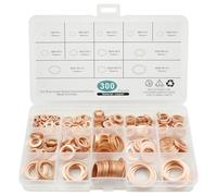 BDS-HOME 300pcs Copper Flat Washers Sealing Washer Assortment Kit 12size Metal Metric Crush Washers M5 M6 M8 M10 M12 M14 M16 M20