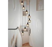 BDS lighting Retro Multi Glass Balls for Staircase, Chandelier, Spirals, Modern Pendant Lights for Villa Duplex Chandeliers, Staircase, E27 LED Long Chandelier, Large Size (Size:8 Balls)