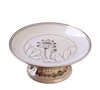 BDSDFSA Fruit platters for offerings, 7inch Buddhist Supplies Ceramic Lotus Pattern Temple Dish Decor