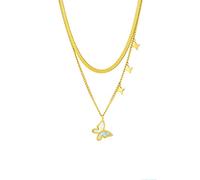 BDSHGRDH 316L Stainless Steel Star Butterfly Pendant Necklace For Women Fashion Girls Multilayer 2in1 Chains Jewelry Gift Bijoux