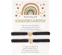 BDSHGRDH beaded bracelets， First Day of School Back to Pre-K Matching Heart Wish Adjustable(Black)