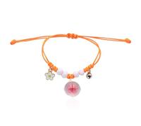 BDSHGRDH beaded bracelets， Round Glass Ball Bead Dried Flower Bracelet Handmade Adjustable Dry Pressed Braided(Red)