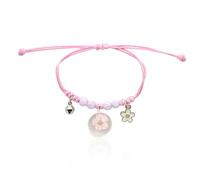 BDSHGRDH beaded bracelets， Round Glass Ball Bead Dried Flower Bracelet Handmade Adjustable Dry Pressed Braided(Pink)