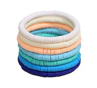 BDSHGRDH beaded bracelets， Surfer Colorful Clay Happy Smile Evil Eye Stackable Bracelet Bohemia Multicolor Gold Ball Bead Stretch Jewelry(Black)