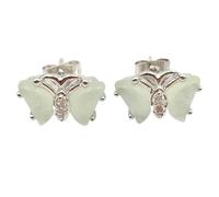 BDSHGRDH beaded bracelets， White Butterfly Jade Earrings for Women Dangle, Handmade Dainty Agate Stud(Stud Earrings-sliver)
