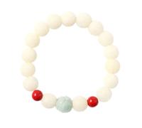 BDSHGRDH beaded bracelets， White Jade Bodhi Root Lotus Hand String Buddha Beads for Men And Women with A Single Ring Bracelet,A