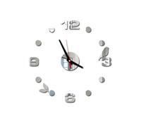 BDSHGRDH kids clock, 3D DIY Digital Wall Sticker Clock Small Fresh Home Decoration Mural Decal Simple(Silver)