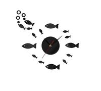 BDSHGRDH kids clock, Simple Mute DIY Mirror Small Fish Sticker Living Room Home Decoration(Gold)