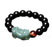 BDSHGRDH Natural Myanmar Jadeite PiXiu Obsidian Bracelet
