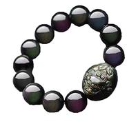 BDSHGRDH Natural Rainbow Eye Obsidian PiXiu Bracelet Bangle