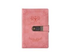 BDSHGRDH notebook， 200 Pages Retro Password Book With Lock Diary Thickened Creative Hand Ledger StudentStationery(Pink)