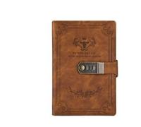 BDSHGRDH notebook， 200 Pages Retro Password Book With Lock Diary Thickened Creative Hand Ledger StudentStationery(Brown)