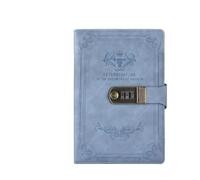 BDSHGRDH notebook， 200 Pages Retro Password Book With Lock Diary Thickened Creative Hand Ledger StudentStationery(Blue)